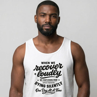 When We Recover Loudly Sober Tank Top close-up view (view 2)
