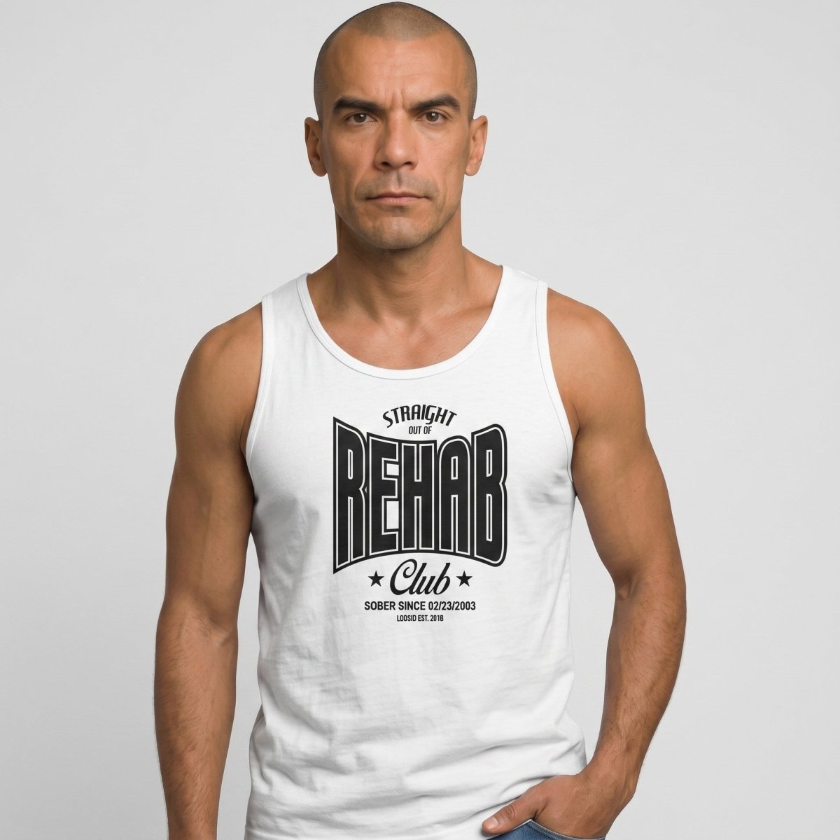 Rehab Sober Tank Top flat lay styled image (view 13)