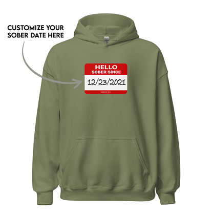 Hello Sober Since Recovery Hoodie fit detail (view 19)