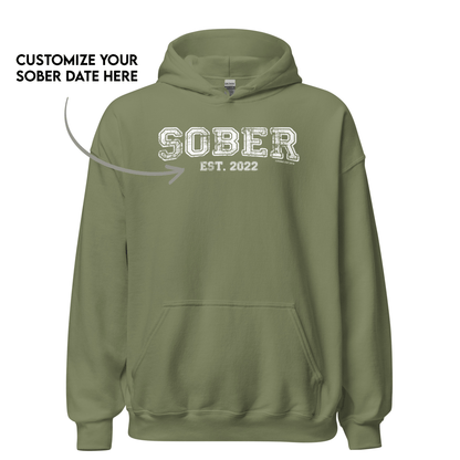 Sober Est. Hoodie w Personalized Sobriety Year Recovery Hoodie graphic detail (view 14)