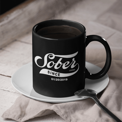 Sober Since Date Sober Coffee Mug graphic detail (view 4)