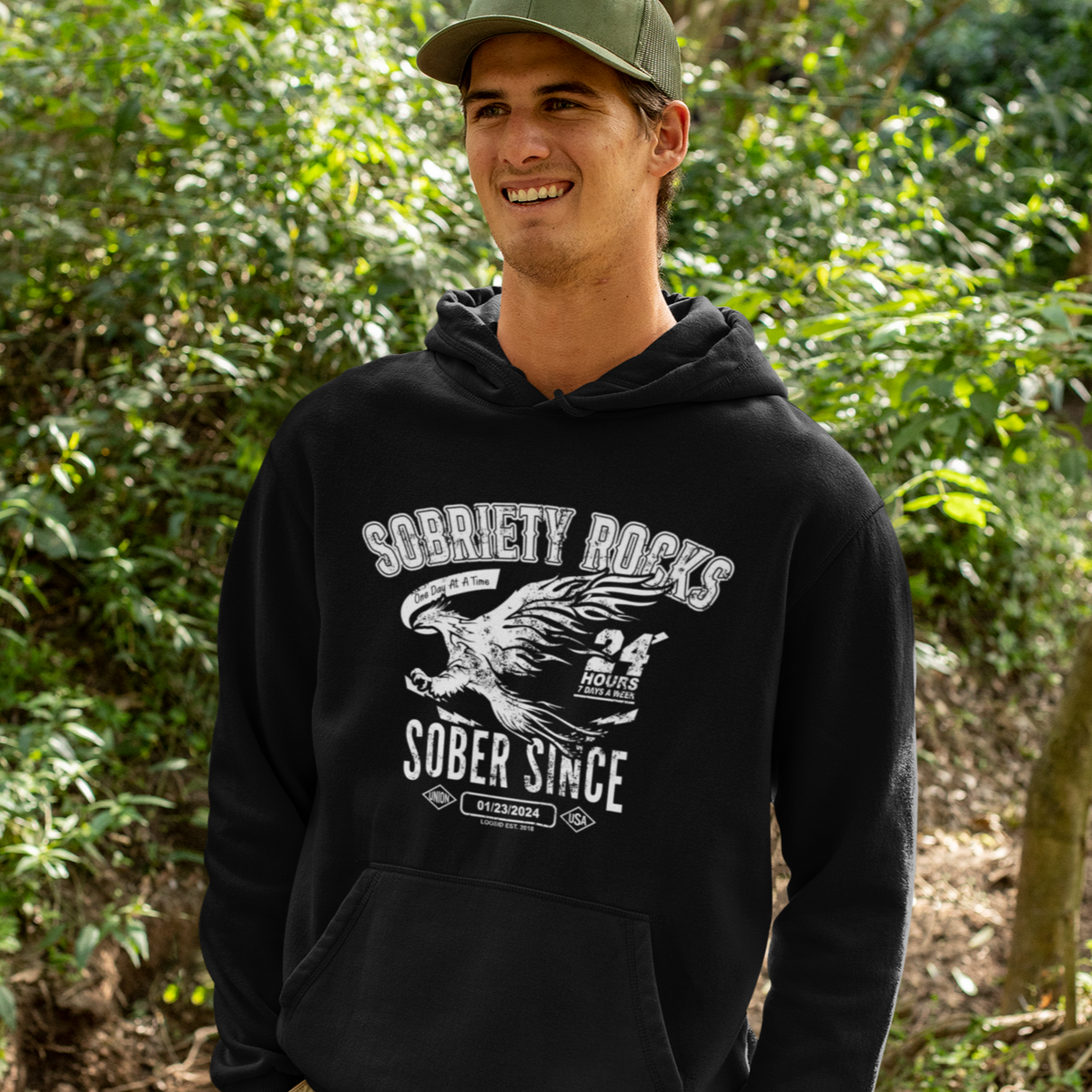 Sobriety Rocks – Sober Since Hoodie with Custom Sobriety Date