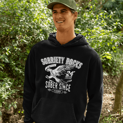 Sober Since Recovery Hoodie flat lay styled image (view 13)