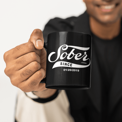 Sober Since Date Sober Coffee Mug lifestyle view (view 5)