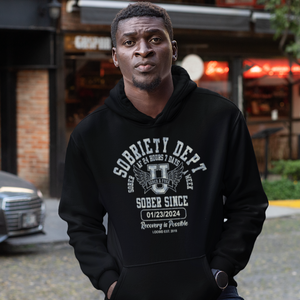Sobriety Dept Unisex Hoodie – Sober AF 24/7 with Custom Sobriety Date  Hoodie