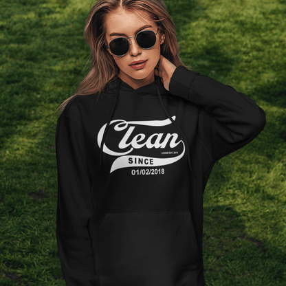 Clean Since Hoodie with Date Recovery Hoodie close-up view (view 2)