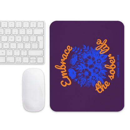 Embrace Sobriety Recovery Mouse Pad flat lay styled image (view 3)