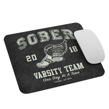 Sober Varsity Recovery Mouse Pad close-up view (view 2)