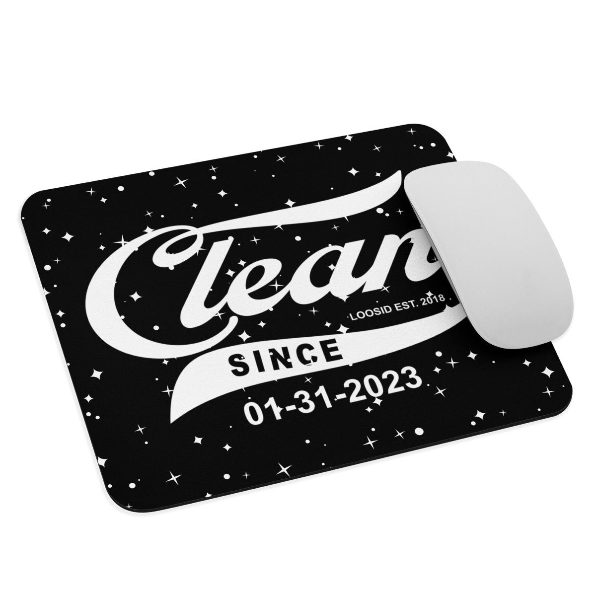 Loosid Clean since Recovery Mouse Pad featuring the design
