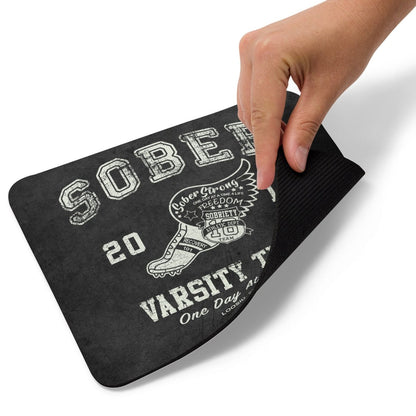Loosid Sober Varsity Recovery Mouse Pad featuring the design