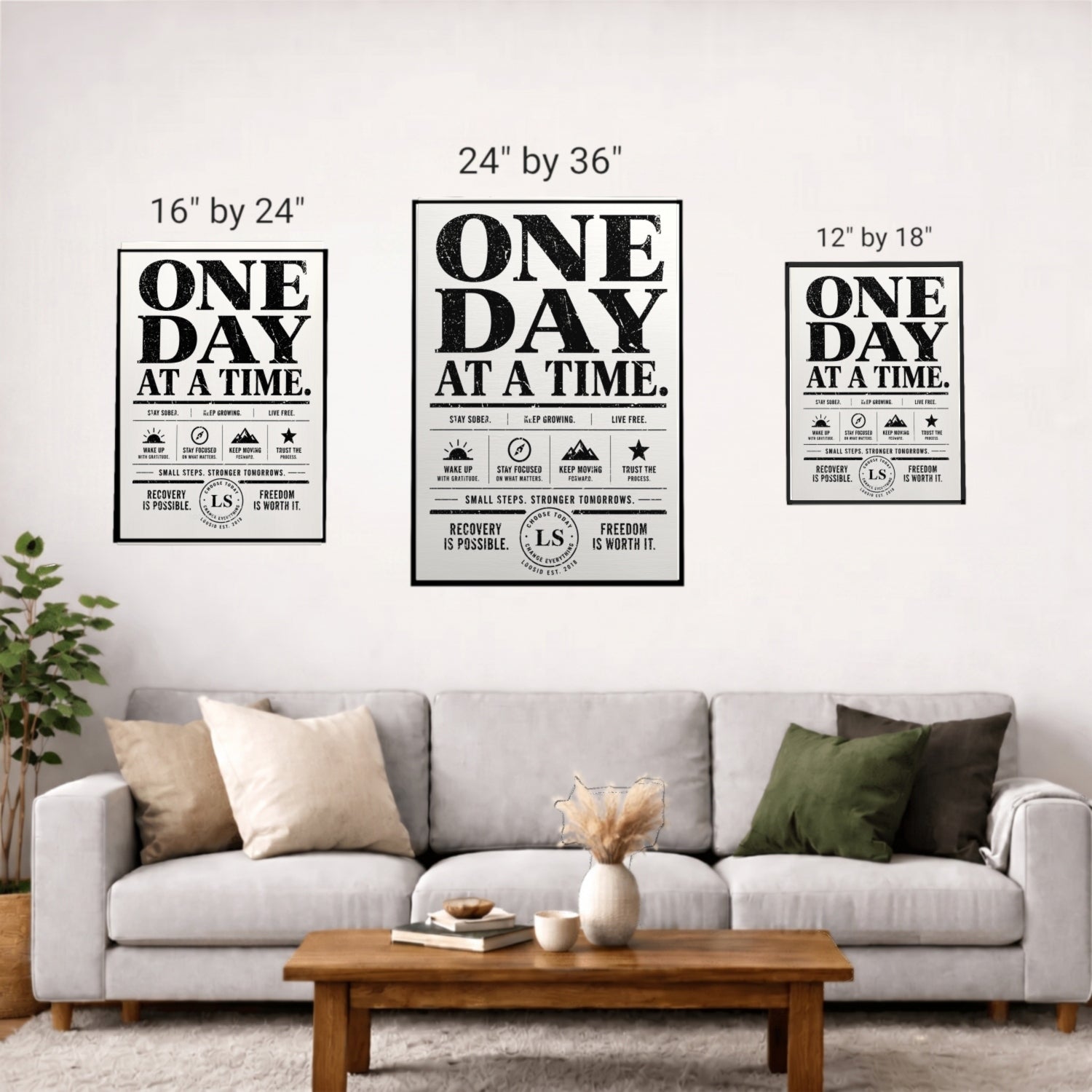 Sobriety Art | One Day At A Time Canvas Wall Art
