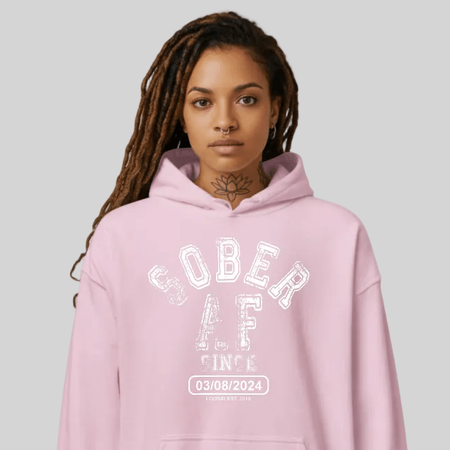 Sober AF Since Recovery Hoodie graphic detail (view 44)