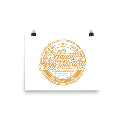 Happy Soberversary Shield White Paper Sobriety Art flat lay styled image (view 3)