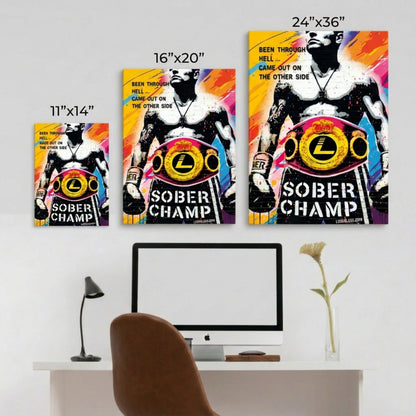 Sober Champ Men Sober Sobriety Art close-up view (view 2)