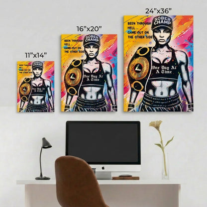 Sober Champ Women Sober Sobriety Art close-up view (view 2)