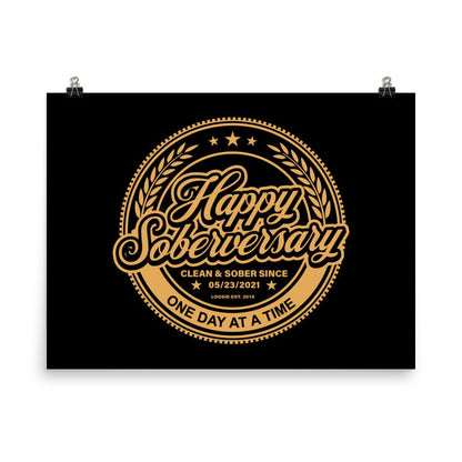 Happy Soberversary Shield Black Paper Sobriety Art graphic detail (view 4)