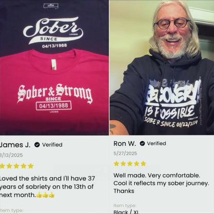 Mens Sober Since T-Shirt w/ Personalized Sobriety Date
