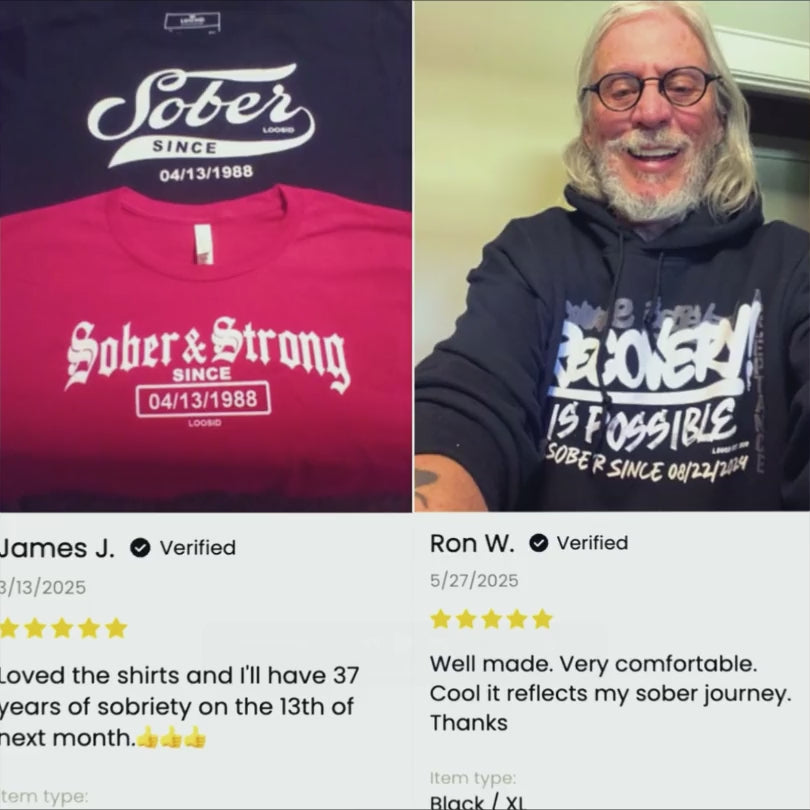 Mens Sober Since T-Shirt w/ Personalized Sobriety Date