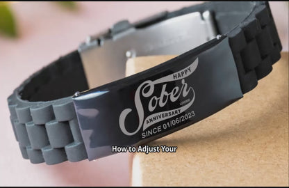 Sober Jewelry | Clean Since Date Bracelet Custom Metal Engraved | Recovery Gift