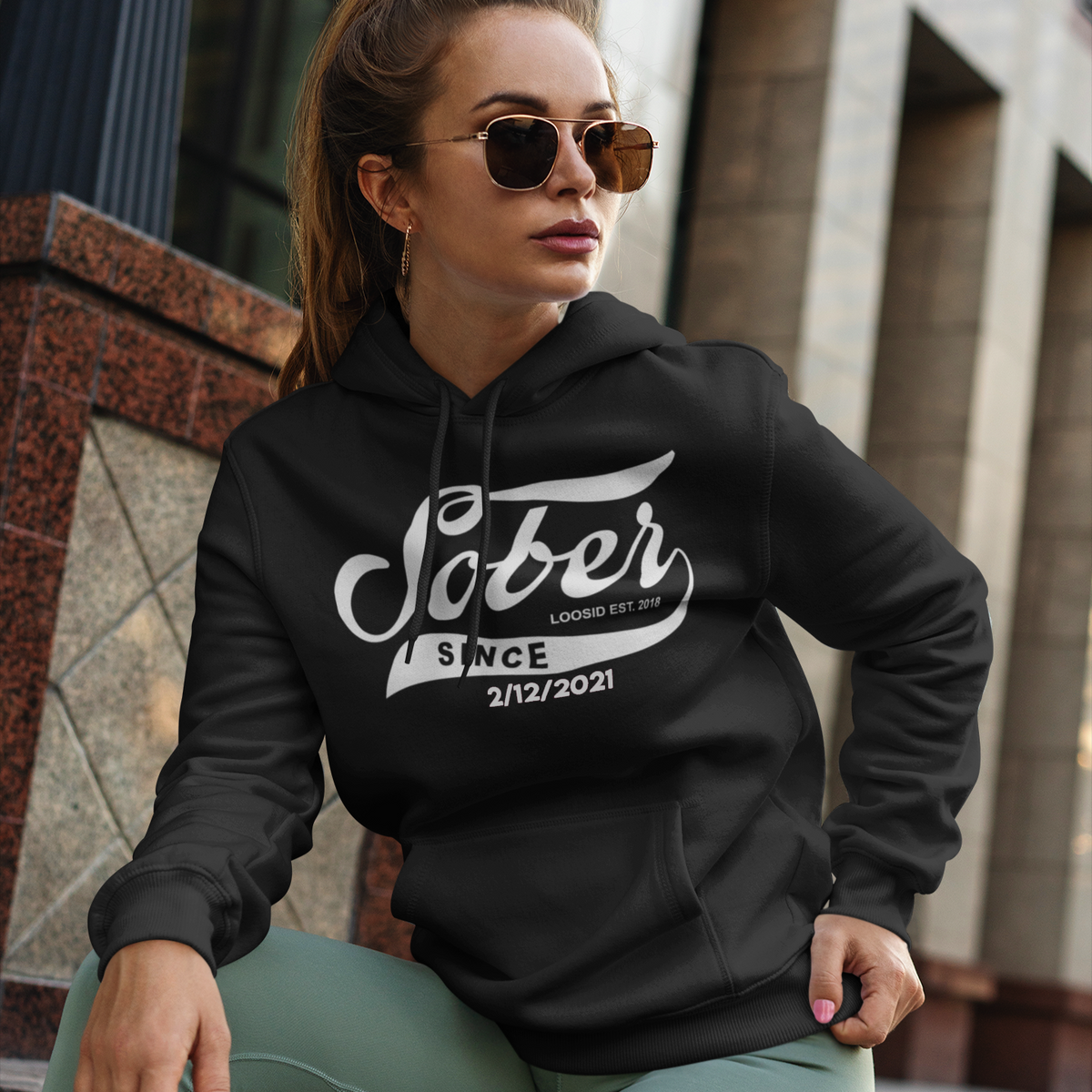 Women's Sober Since Hoodie w/ Personalized Sobriety Date (1)