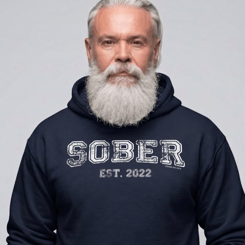 Sober Est. Hoodie w Personalized Sobriety Year Recovery Hoodie side view (view 6)