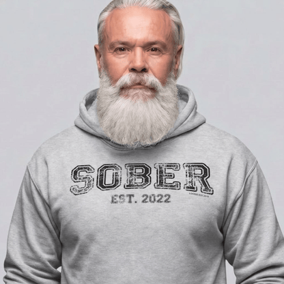 Sober Est. Hoodie w Personalized Sobriety Year Recovery Hoodie featuring the design (view 21)