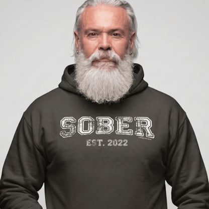 Sober Est. Hoodie w Personalized Sobriety Year Recovery Hoodie graphic detail (view 24)
