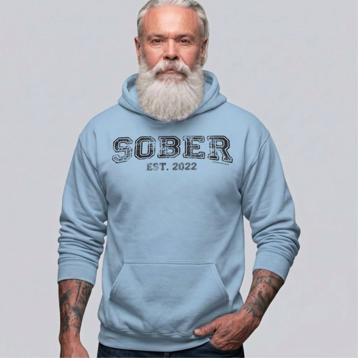 Sober Est. Hoodie w Personalized Sobriety Year Recovery Hoodie side view (view 16)