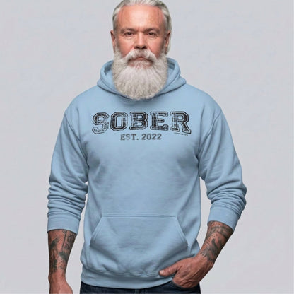 Sober Est. Hoodie w Personalized Sobriety Year Recovery Hoodie side view (view 16)