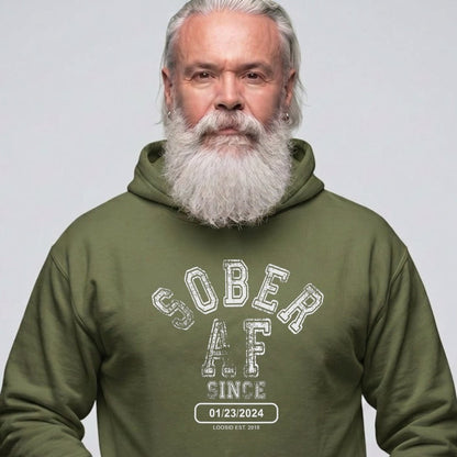 Sober AF Since Recovery Hoodie fit detail (view 19)