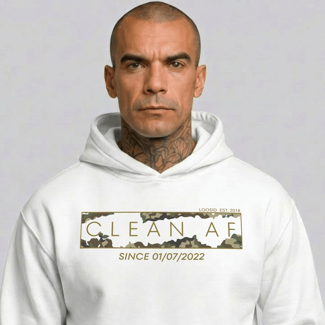 Clean AF Camo Recovery Hoodie close-up view (view 12)
