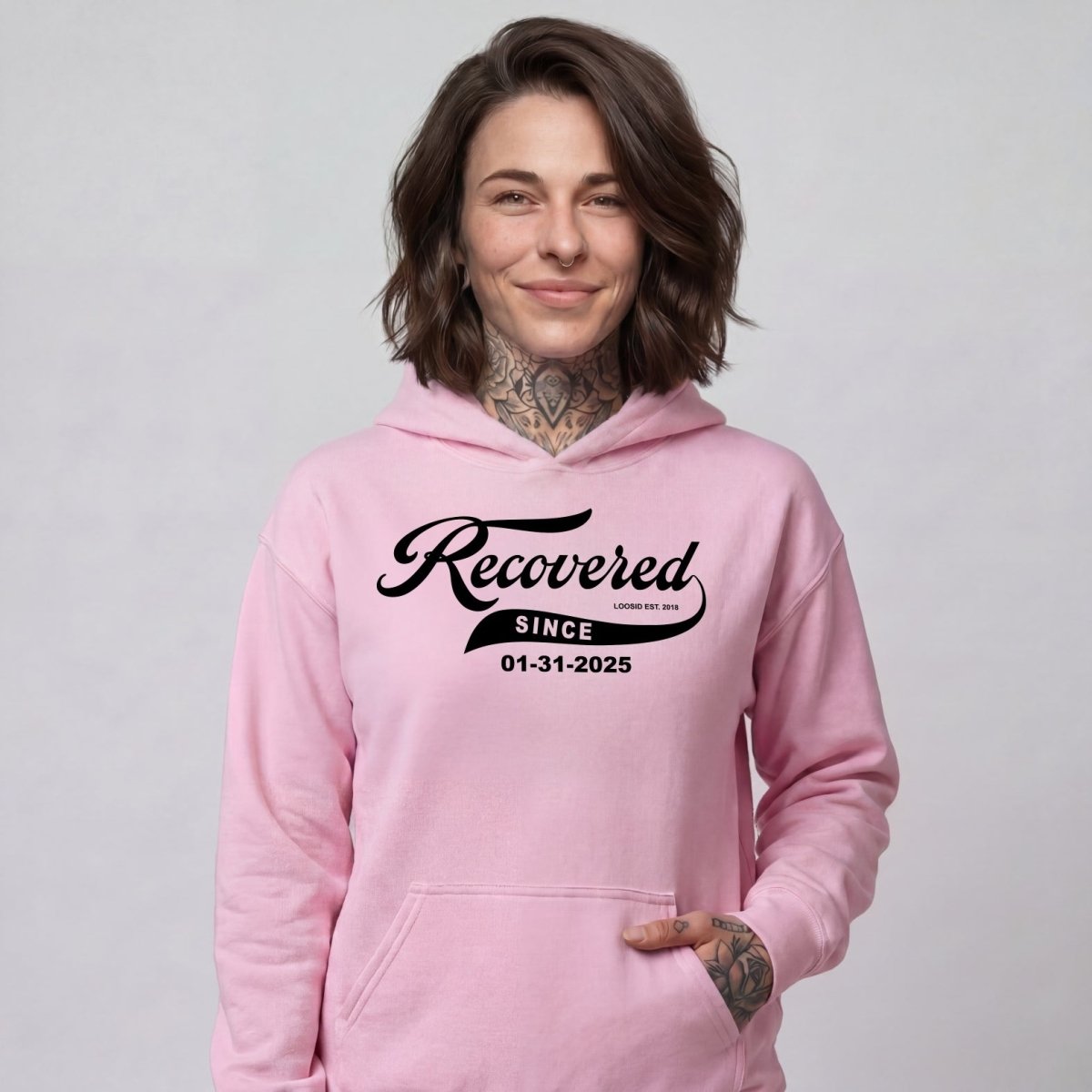 Recovered Since Recovery Hoodie flat lay styled image (view 33)