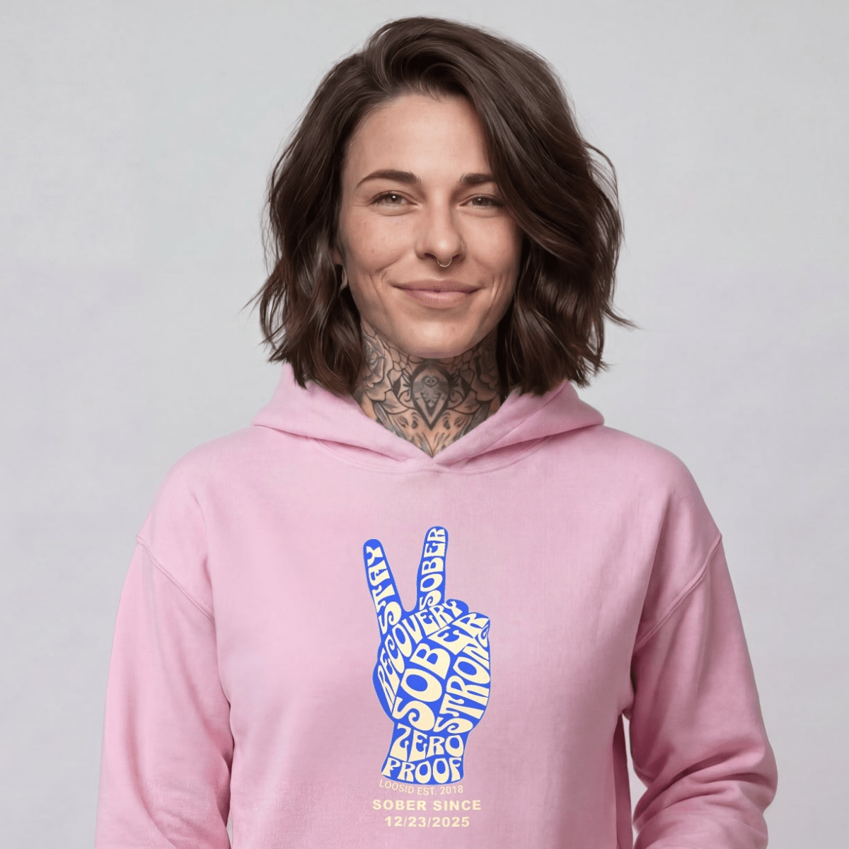 Peace & Sober Recovery Hoodie back view (view 27)
