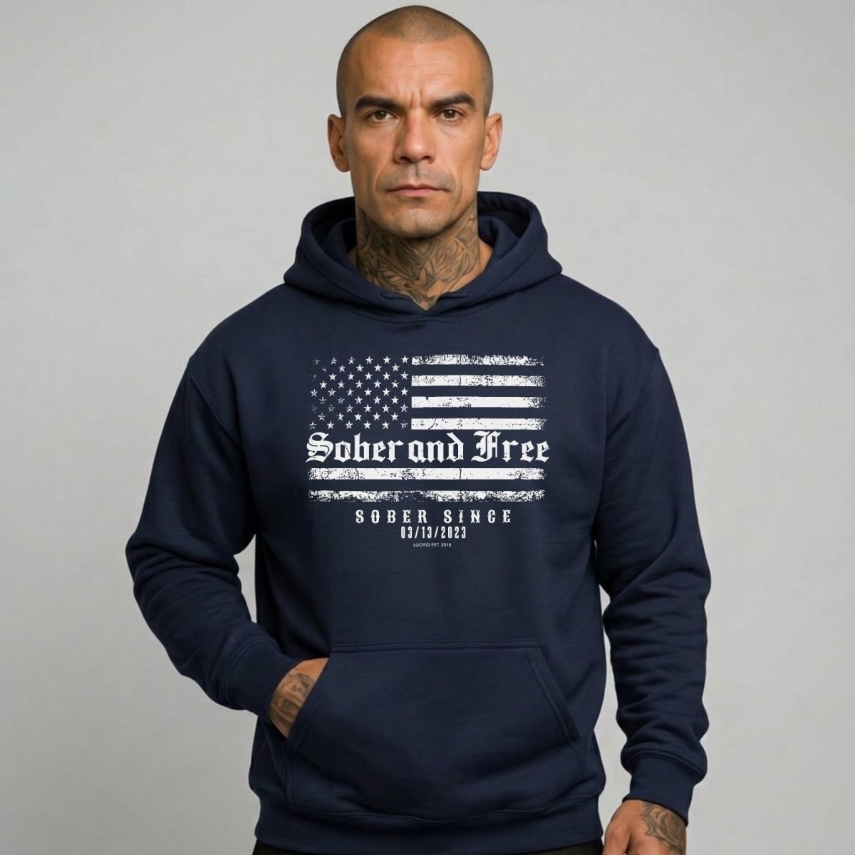 Sober and Free Custom Sobriety Date Recovery Hoodie product photo (view 10)