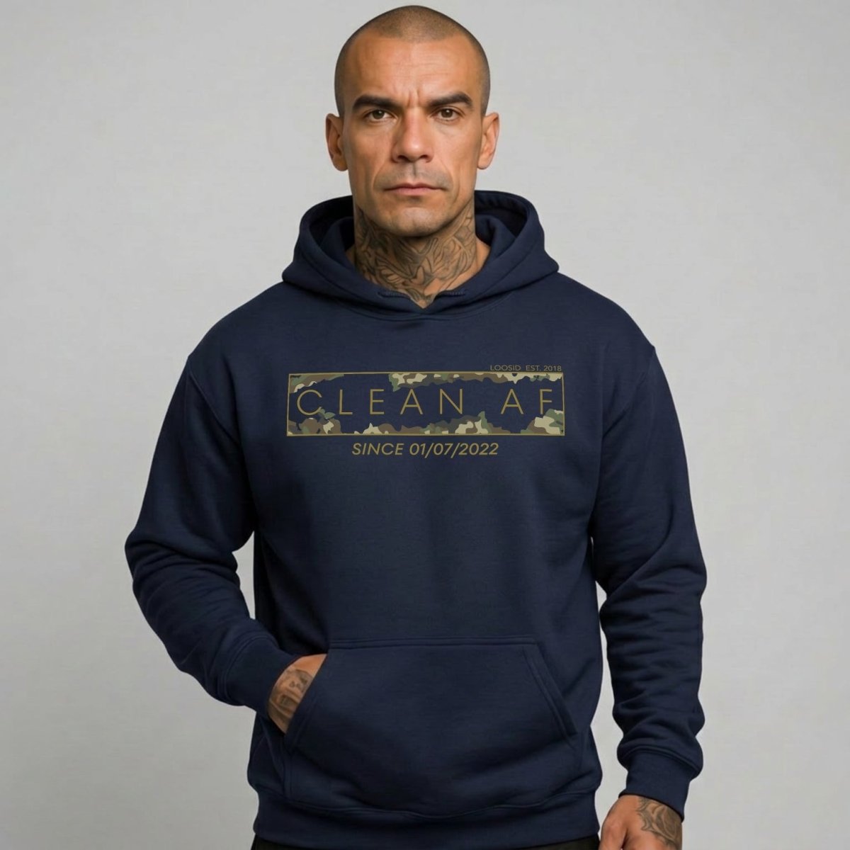Clean AF Camo Recovery Hoodie back view (view 7)