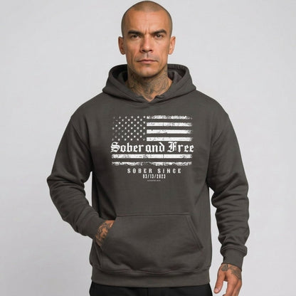 Sober and Free Custom Sobriety Date Recovery Hoodie packaging detail (view 18)