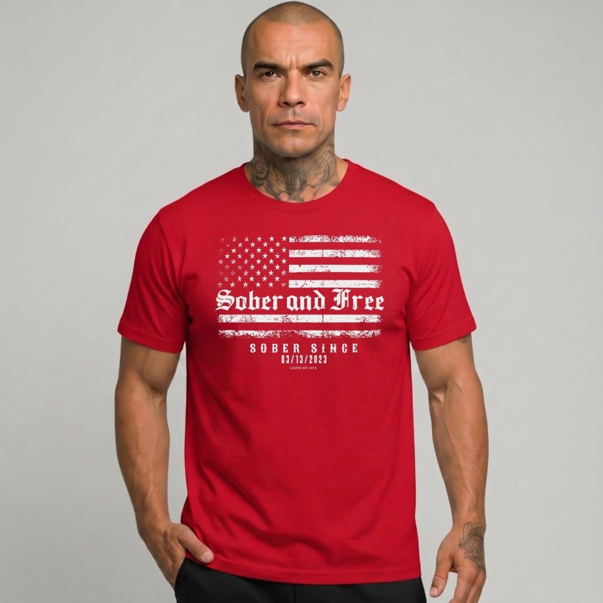 Sober and Free Sober T Shirt flat lay styled image (view 13)