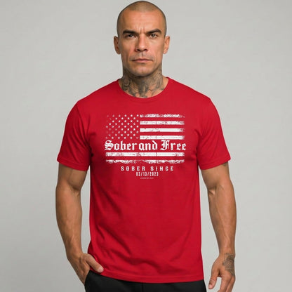 Sober and Free Sober T Shirt flat lay styled image (view 13)