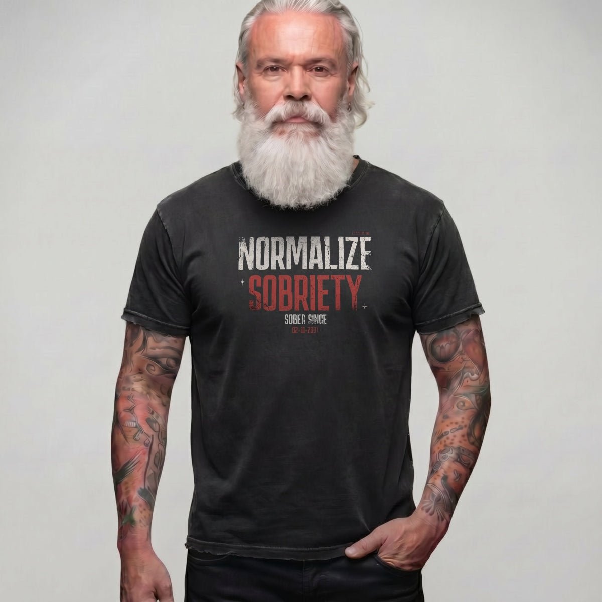 Sober T Shirt | Men's Washed Normalize Sobriety Garment-Dyed