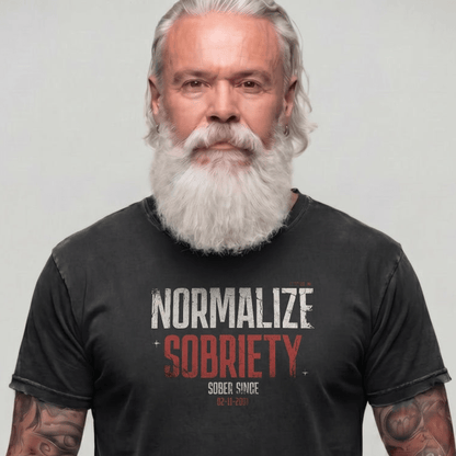 Sober T Shirt | Men's Washed Normalize Sobriety Garment-Dyed