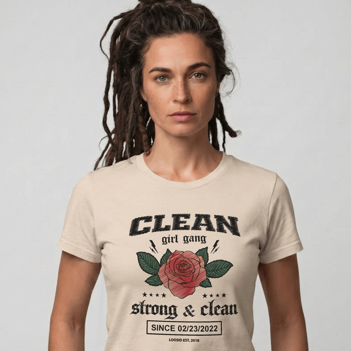 Clean Girl Gang Strong & Clean Sober T Shirt graphic detail (view 24)