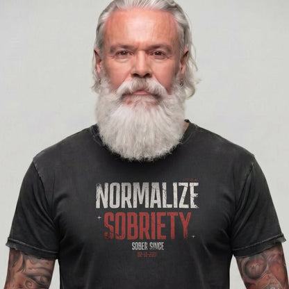Sober T Shirt | Men's Washed Normalize Sobriety Garment-Dyed