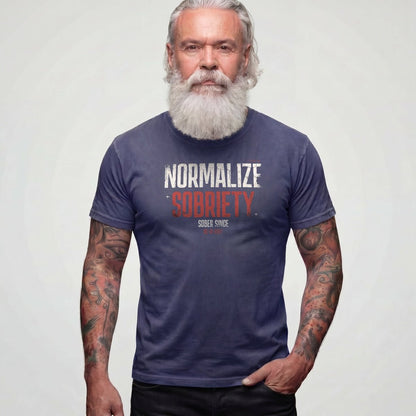 Sober T Shirt | Men's Washed Normalize Sobriety Garment-Dyed