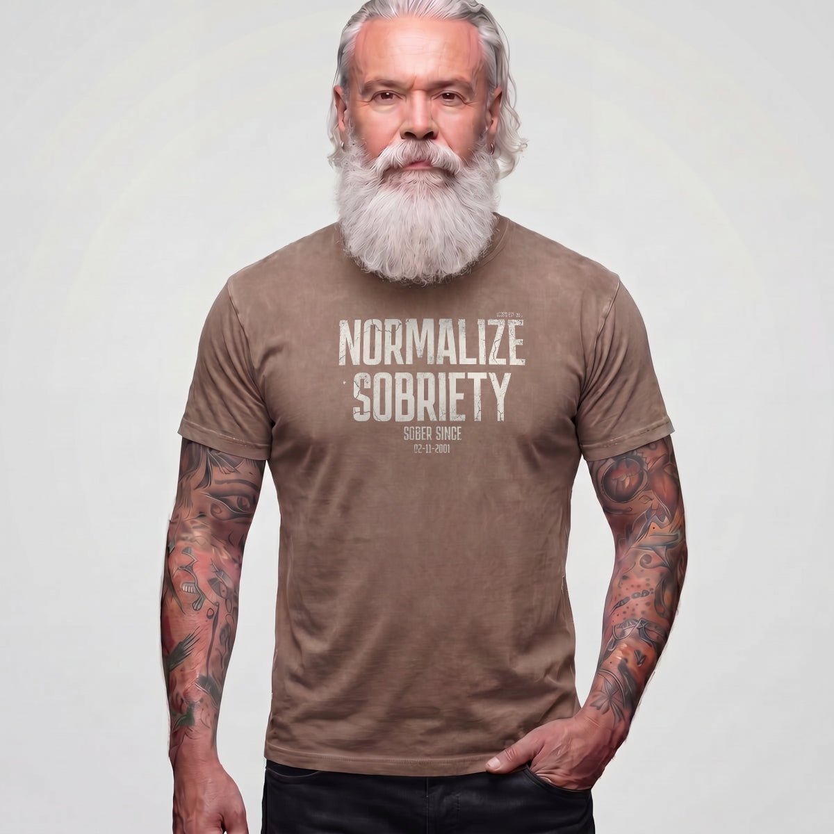 Sober T Shirt | Men's Washed Normalize Sobriety Garment-Dyed