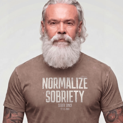 Sober T Shirt | Men's Washed Normalize Sobriety Garment-Dyed