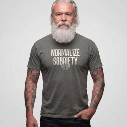 Sober T Shirt | Men's Washed Normalize Sobriety Garment-Dyed