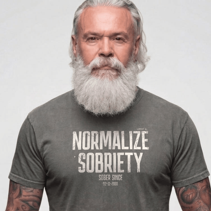 Sober T Shirt | Men's Washed Normalize Sobriety Garment-Dyed