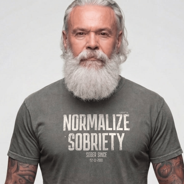 Sober T Shirt | Men's Washed Normalize Sobriety Garment-Dyed