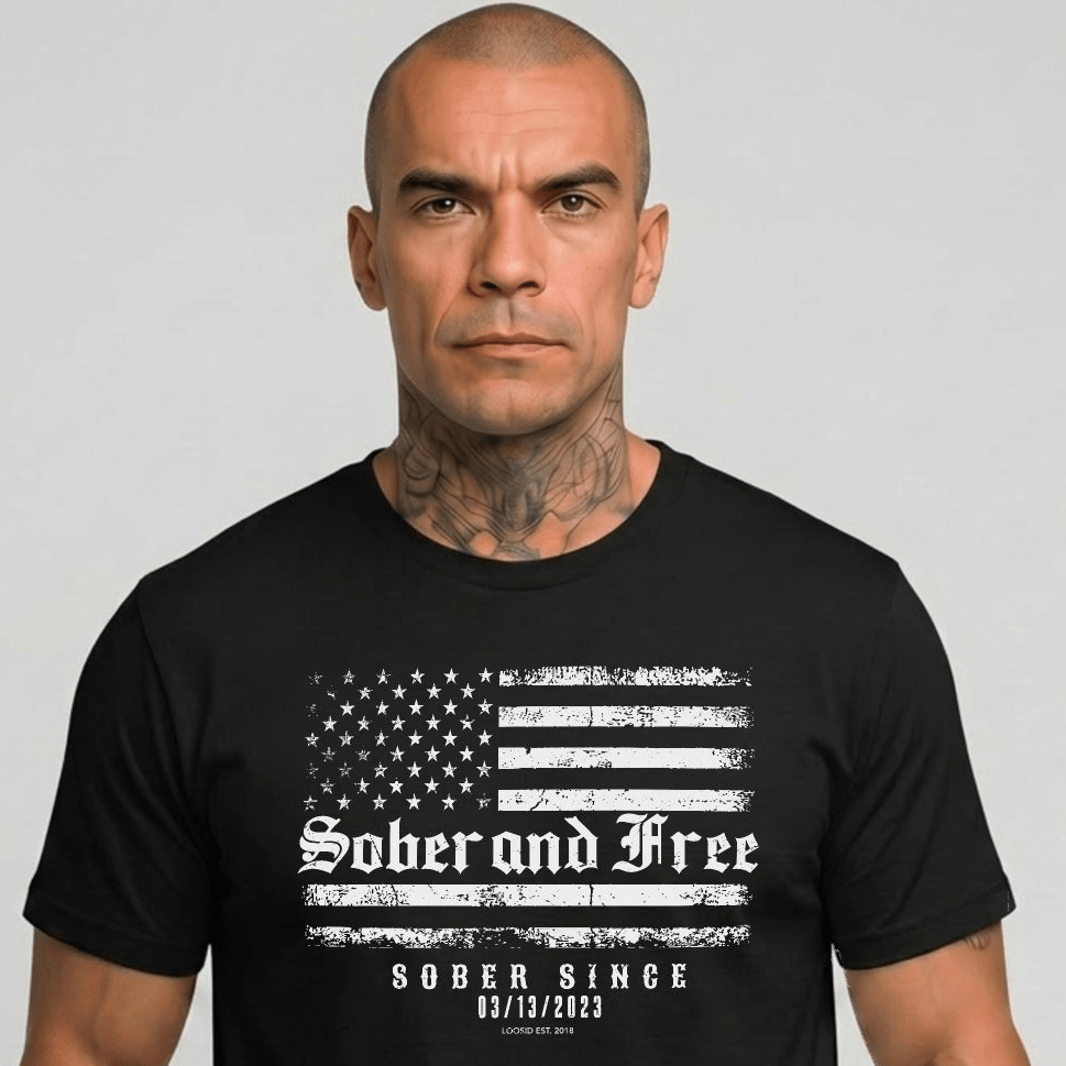 Sober and Free Sober T Shirt close-up view (view 2)