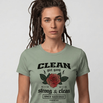 Clean Girl Gang Strong & Clean Sober T Shirt packaging detail (view 18)